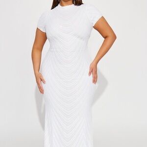 Floor length white sequin dress - Meet On the Dance Floor Fashion Nova dress